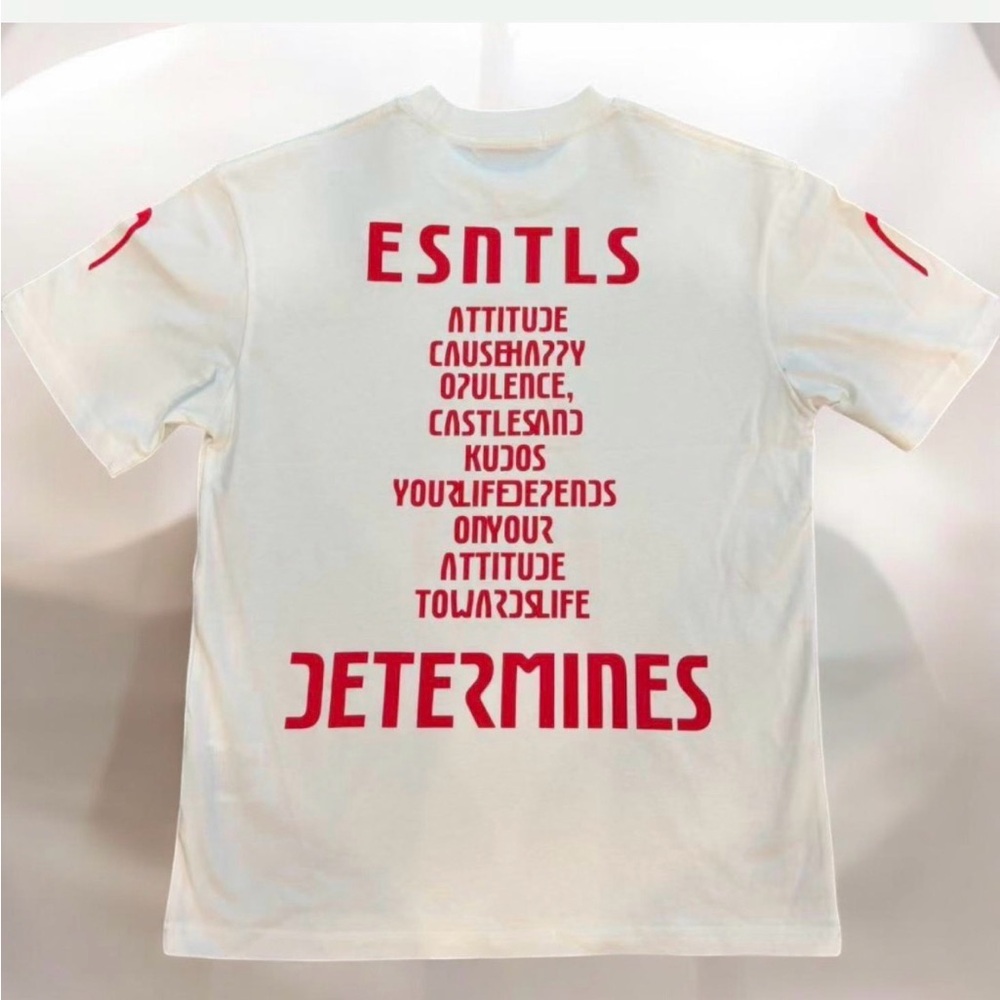 ESNTLS White Short Sleeve Tee with Red Graphic - ESNTLS STREETWEAR